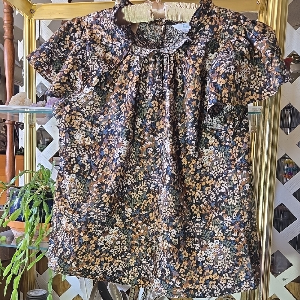 Ladies Cotton Floral Print Blouse Medium Size 8-10 FC